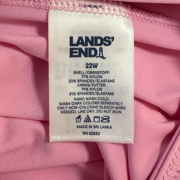 NWOT Land’s End Tie Front Underwire Tankini Top Size 22W Wild Blossom Pink - Picture 7 of 8